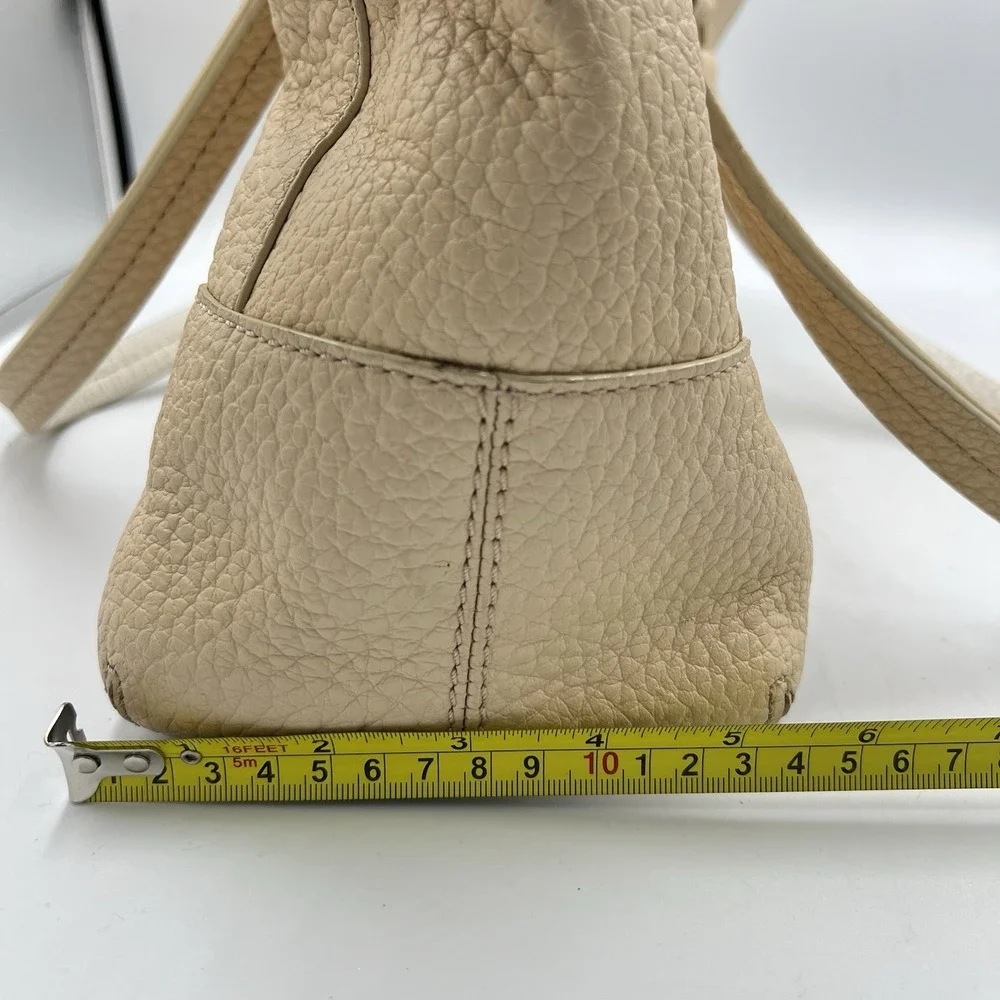 Kate Spade Pebbled‎ Leather Satchel Tote Bag Beige Zip Top Shoulder Purse